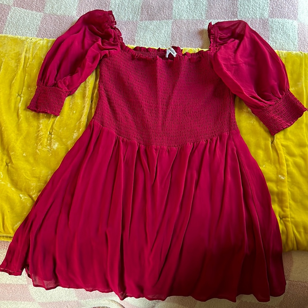 Raspberry reformation mini dress